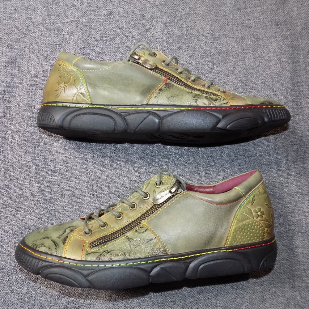L'Artiste Spring Step Danli-Bloom Shoes Women 42 Olive Green Leather Good Floral